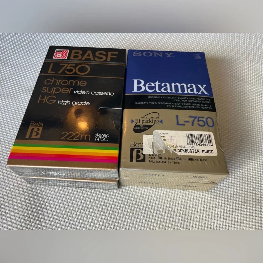 Betamax L750 222m Sealed Lot Of 4 Blank Video Cassettes Sony And BASF